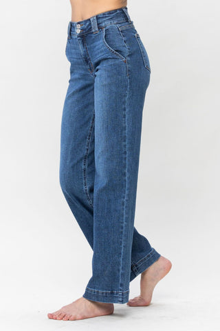 Judy Blue Double Button Wide Leg Jeans - Style #82558