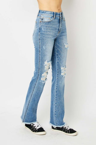 Judy Blue Distressed, Frayed Hem Bootcut - Style 82542