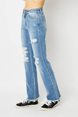 Judy Blue Distressed, Frayed Hem Bootcut - Style 82542