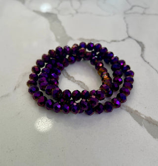 8mm Dark Purple Iridescent Stackable Bracelet