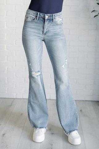 Judy Blue Mid Rise Tummy Control Distressed Flare Jeans - Style #88594