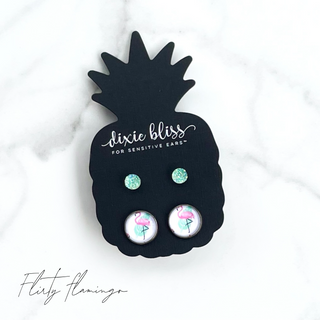 Flirty Flamingo Double Stud Earring Set