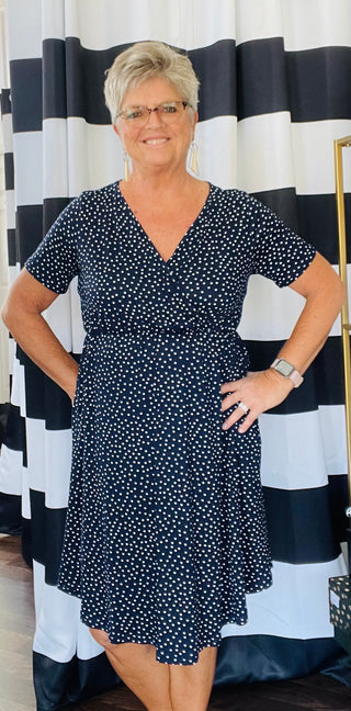 Tinley Dress in Navy Dot