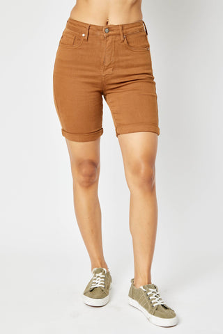 Judy Blue Camel Tummy Control Bermuda Shorts - Style 150278