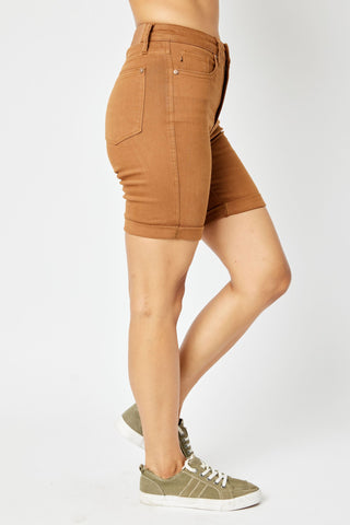 Judy Blue Camel Tummy Control Bermuda Shorts - Style 150278