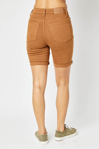 Judy Blue Camel Tummy Control Bermuda Shorts - Style 150278