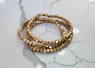 Matte Gold Cube Stackable Bracelet