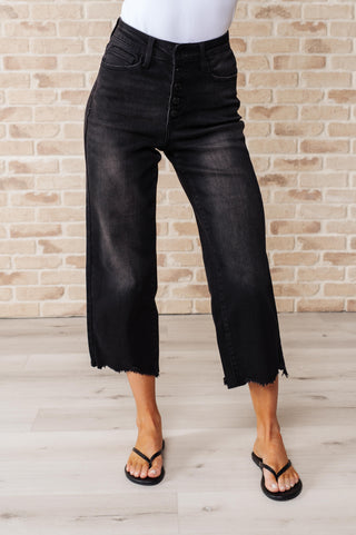 Judy Blue High Rise Button Fly Wide Leg Crop Jeans - Style #88829