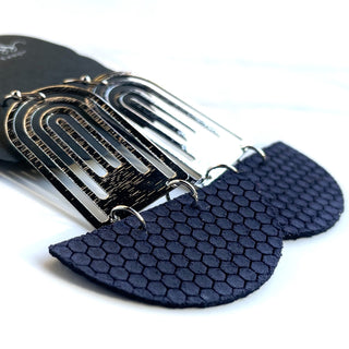 Rye Dangle Earrings in Navy Honeycomb