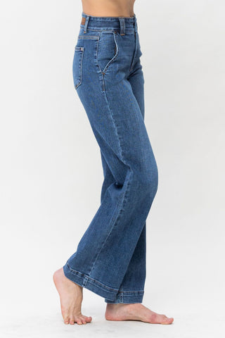 Judy Blue Double Button Wide Leg Jeans - Style #82558