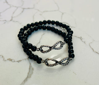 Black w/ Silver Infinity Stackable Bracelet