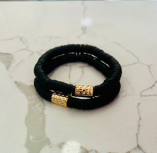 Black w/ Gold Accent Stackable Bracelet