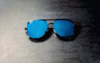 Alex Unisex Aviators - Blue on Black