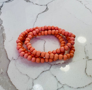 Coral Wood Stackable Bracelet