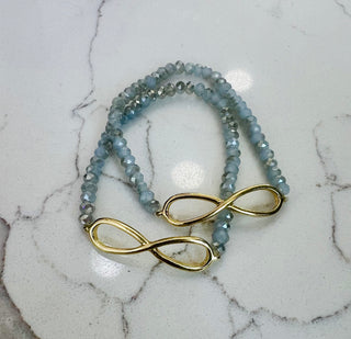 Grey Crystal Infinity Stackable Bracelet