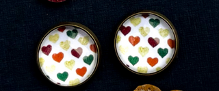 Jewel-Tone Heart Stud Earrings