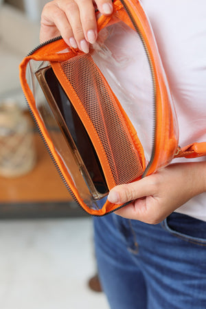 Orange & Clear Multi-Way Bag