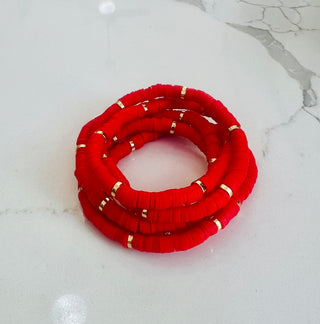 Red w/ Gold Accents Stackable Bracelet