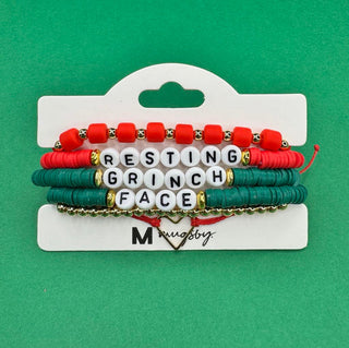 *Pre-Order* Rest Grinch Face Bracelet Set