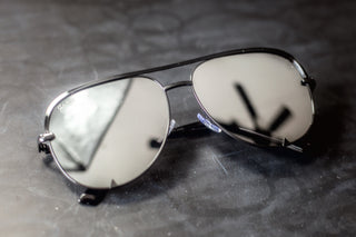 Alex Unisex Aviators - Silver on Black