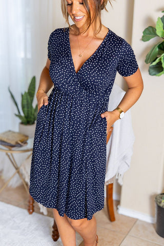 Tinley Dress in Navy Dot