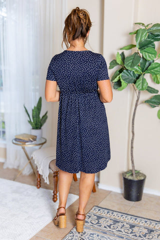 Tinley Dress in Navy Dot