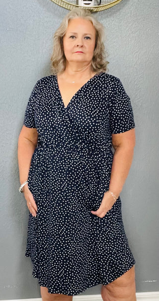 Tinley Dress in Navy Dot