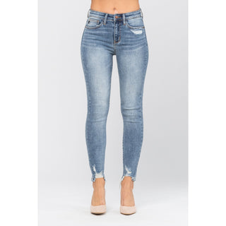 Judy Blue Light Wash Skinny Jean w/ Destroyed Hem - Style 82157