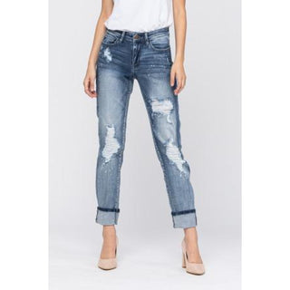 Judy Blue Destroyed Bleach Detail Boyfriend Jeans - "The Jeans" - Style 82169