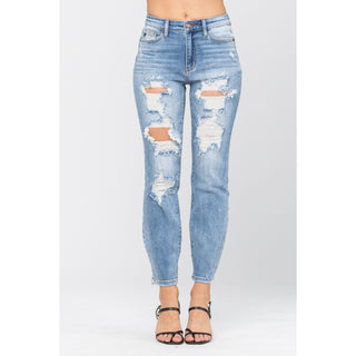 Judy Blue Destroyed Boyfriend Jeans - Style 82170