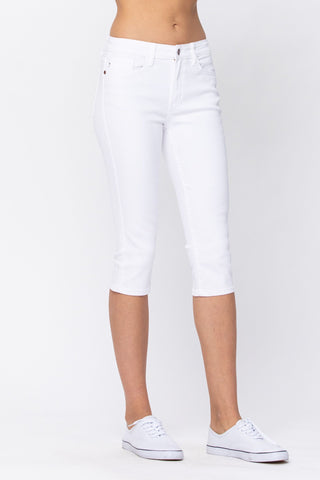 *Last Pair* Judy Blue White Non-Distressed Skinny Jean Capri - Style 82292