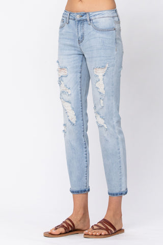 Judy Blue Destroyed Boyfriend Jeans - Style 8878