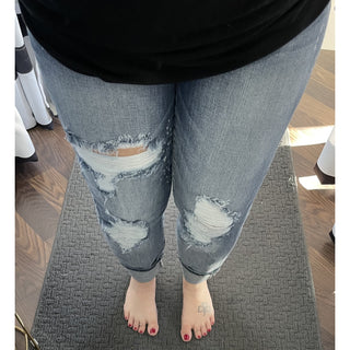 Judy Blue Destroyed Bleach Detail Boyfriend Jeans - "The Jeans" - Style 82169