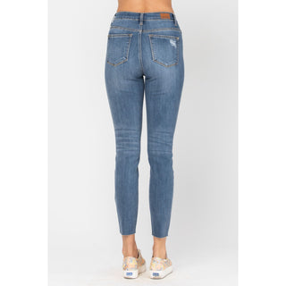 Judy Blue Destroyed Button Fly Skinny Jeans - Style 82171