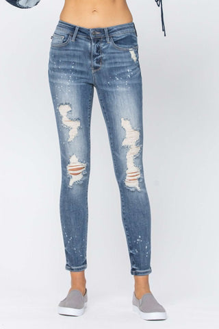 Judy Blue Bleach Splash Destroyed Skinny Jeans - Style 88197