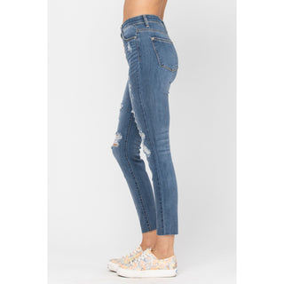 Judy Blue Destroyed Button Fly Skinny Jeans - Style 82171