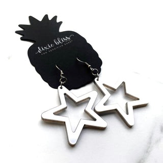 Retro Stars in Vintage Silver Dangle Earrings