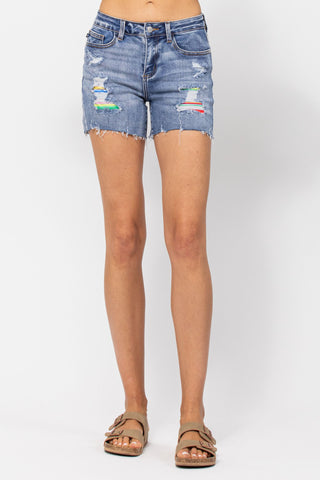 Judy Blue Serape Patch Shorts - Style 150091