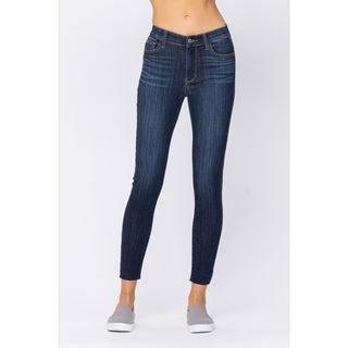 Judy Blue Non-Distressed w/ Raw Hem Skinny Jeans - Style 82201