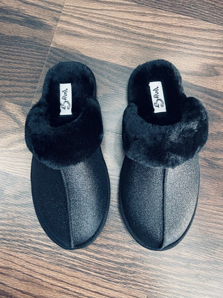 Very G Deidra Glitter Slipper - Black