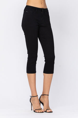 Judy Blue Black Non-Distressed Skinny Jean Capri - Style 88239