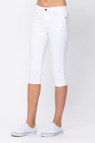 *Last Pair* Judy Blue White Non-Distressed Skinny Jean Capri - Style 82292