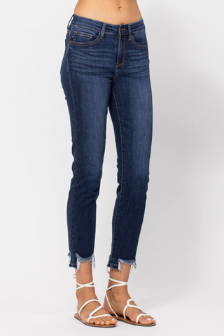 Judy Blue Distressed Hem Relaxed Fit Jeans - Style 82227