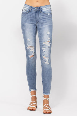 Judy Blue Medium Wash Destroyed Skinny Jean - Style 82241