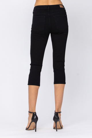 Judy Blue Black Non-Distressed Skinny Jean Capri - Style 88239