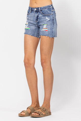 Judy Blue Serape Patch Shorts - Style 150091