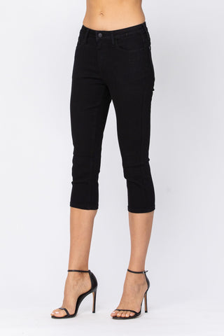 Judy Blue Black Non-Distressed Skinny Jean Capri - Style 88239