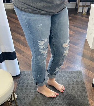 Judy Blue Destroyed Boyfriend Jeans - Style 82193