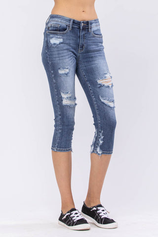 Judy Blue Distressed Capris - Style 82269