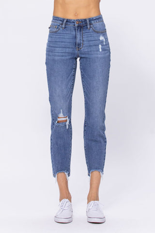 Judy Blue Destructed Hem Slim Fit Jeans - Style 88313